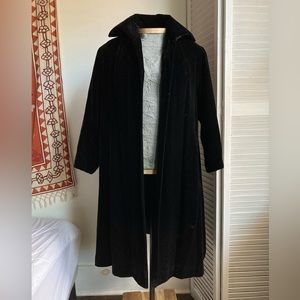 Vintage black velvet trench coat